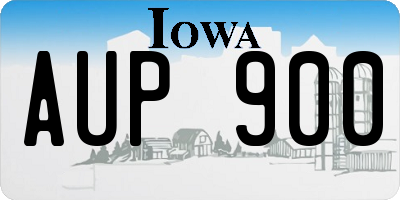 IA license plate AUP900