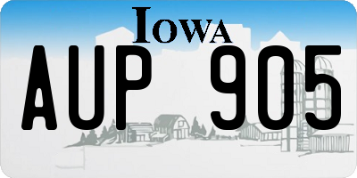 IA license plate AUP905