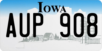 IA license plate AUP908