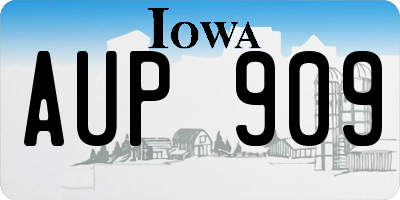 IA license plate AUP909