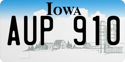 IA license plate AUP910