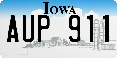 IA license plate AUP911