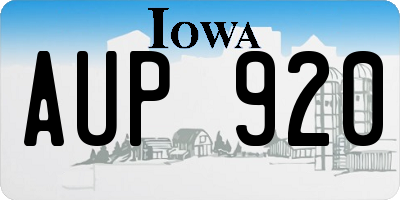 IA license plate AUP920