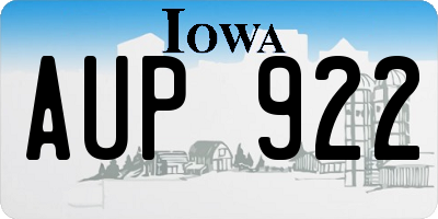 IA license plate AUP922