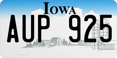 IA license plate AUP925