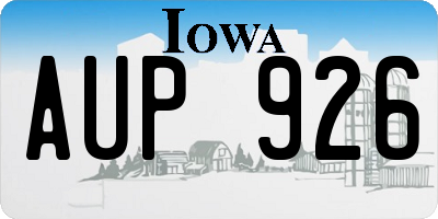 IA license plate AUP926