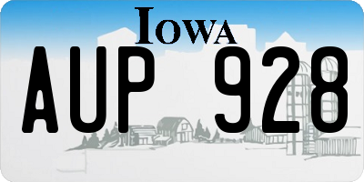IA license plate AUP928