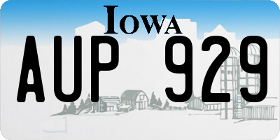 IA license plate AUP929