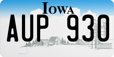 IA license plate AUP930