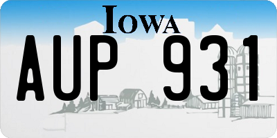 IA license plate AUP931