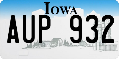 IA license plate AUP932