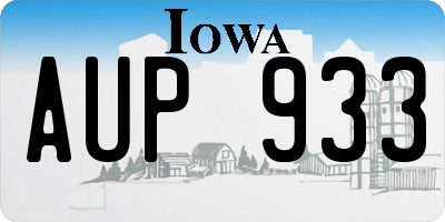 IA license plate AUP933