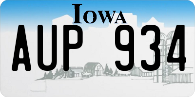IA license plate AUP934