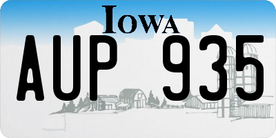 IA license plate AUP935