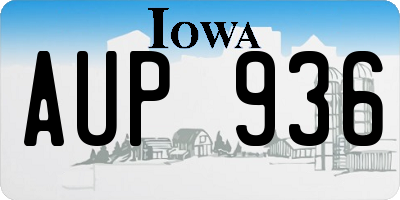 IA license plate AUP936