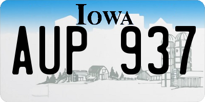 IA license plate AUP937
