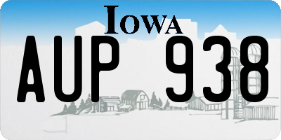 IA license plate AUP938