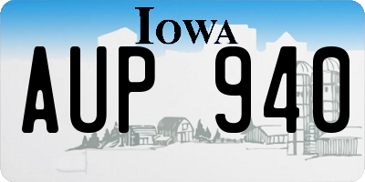 IA license plate AUP940
