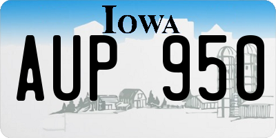 IA license plate AUP950