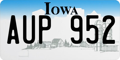 IA license plate AUP952