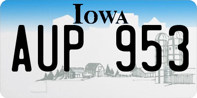 IA license plate AUP953