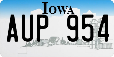 IA license plate AUP954