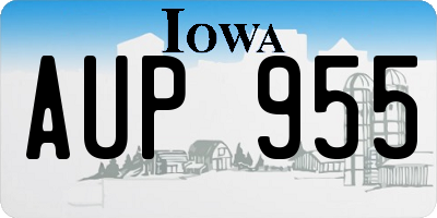 IA license plate AUP955