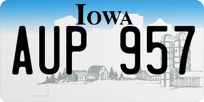 IA license plate AUP957