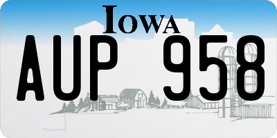 IA license plate AUP958