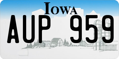 IA license plate AUP959
