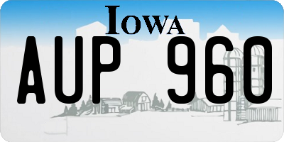IA license plate AUP960