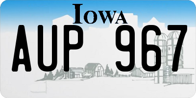 IA license plate AUP967