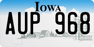 IA license plate AUP968
