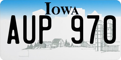 IA license plate AUP970