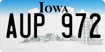 IA license plate AUP972