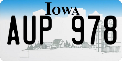 IA license plate AUP978