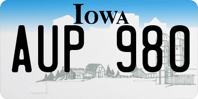 IA license plate AUP980