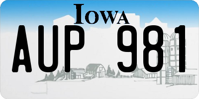 IA license plate AUP981