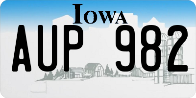 IA license plate AUP982