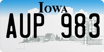 IA license plate AUP983