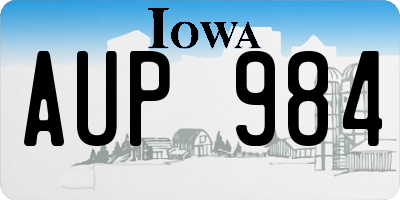 IA license plate AUP984