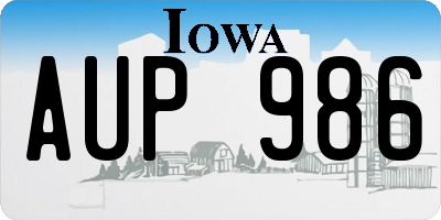 IA license plate AUP986
