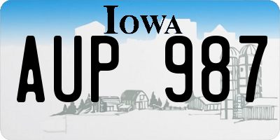 IA license plate AUP987