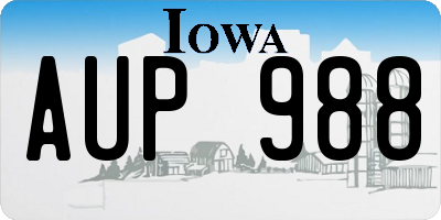 IA license plate AUP988