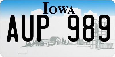 IA license plate AUP989