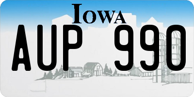 IA license plate AUP990