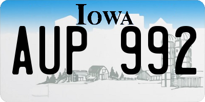 IA license plate AUP992