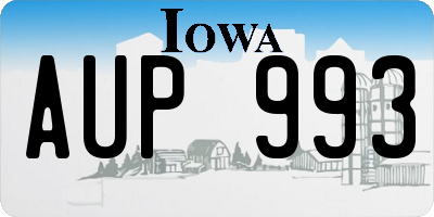 IA license plate AUP993