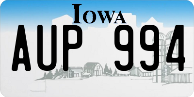 IA license plate AUP994