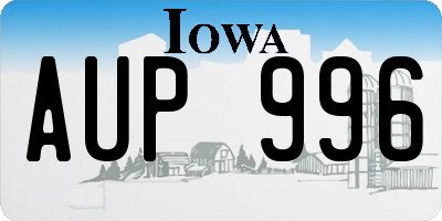 IA license plate AUP996